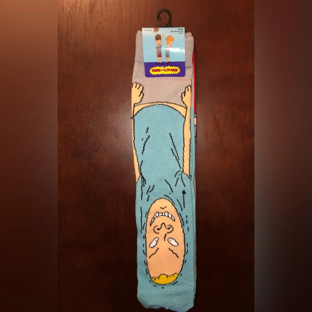 BEAVIS AND BUTT-HEAD NOVELTY CREW SOCKS NWT MEN’S SHOE SIZE 6.5-12